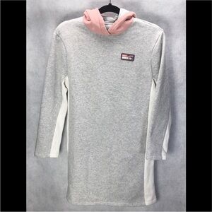 Lacoste Girls' Light Grey Dress with Pink Hood